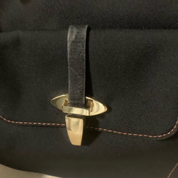 Maxx New York Handbag Medium Black Fabric/Leather Strap Trim Gold Hardware - Picture 10 of 16